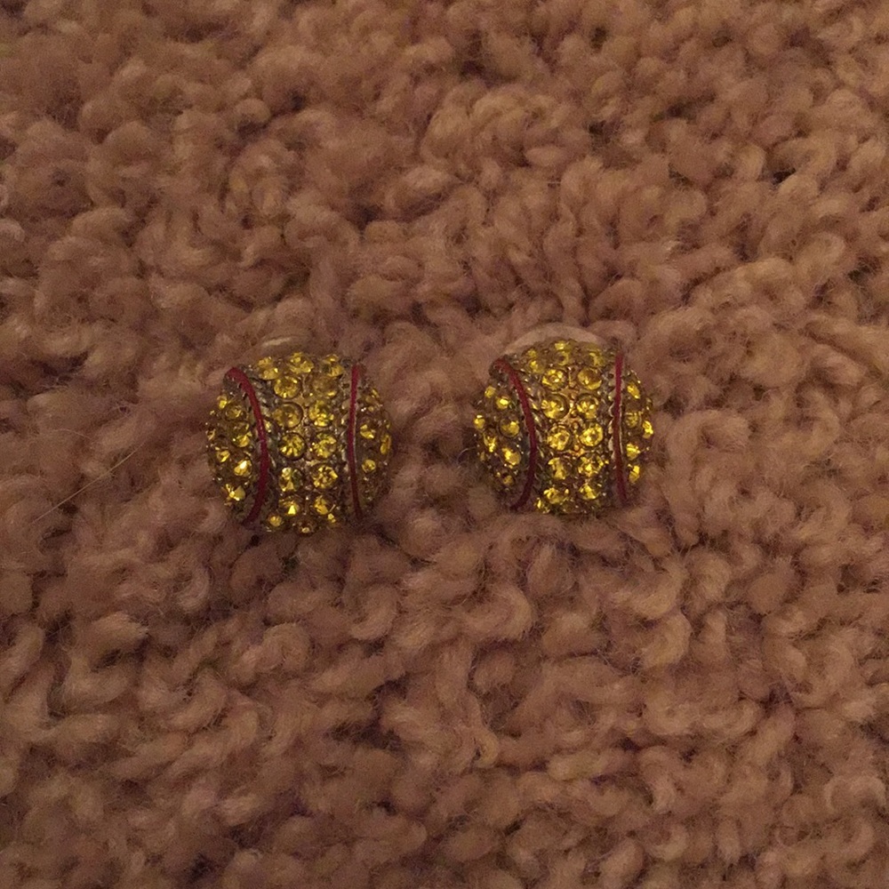 Shiny Softball Earrings